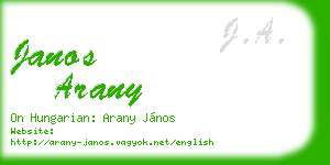 janos arany business card